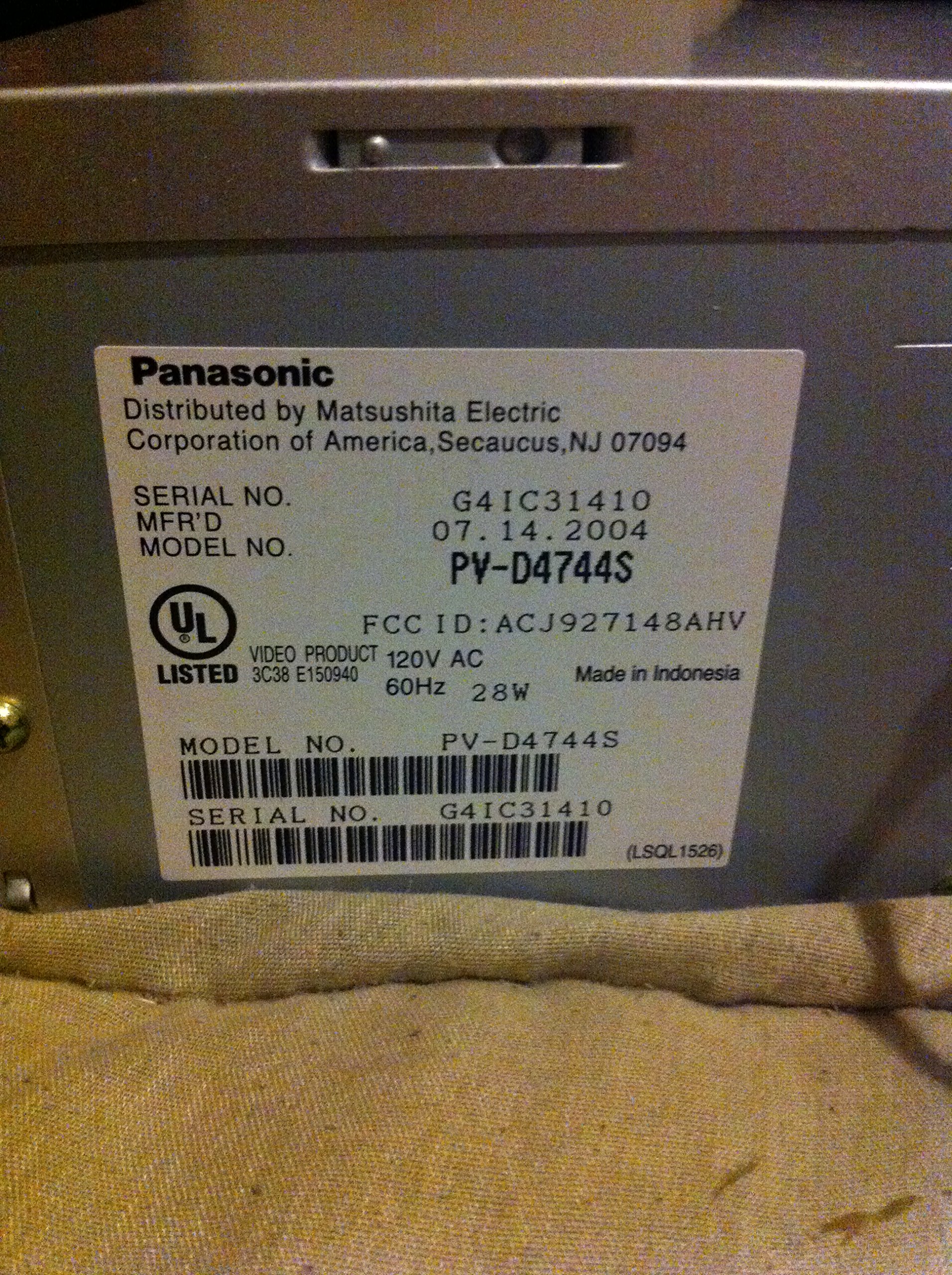 Amazon.com: Panasonic PV-D4744S Progressive Scan DVD / VCR Combo